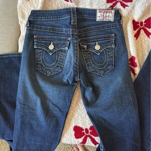 True Religion Low Rise Dark Blue Boot Cut Jeans